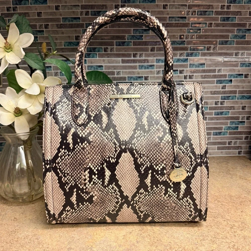 NWT Brahmin Small Caroline Almond All Over Snake purse
